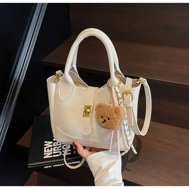 Women's Litchi Pattern Shoulder Crossbody Bag Tan 2025 — feature 47