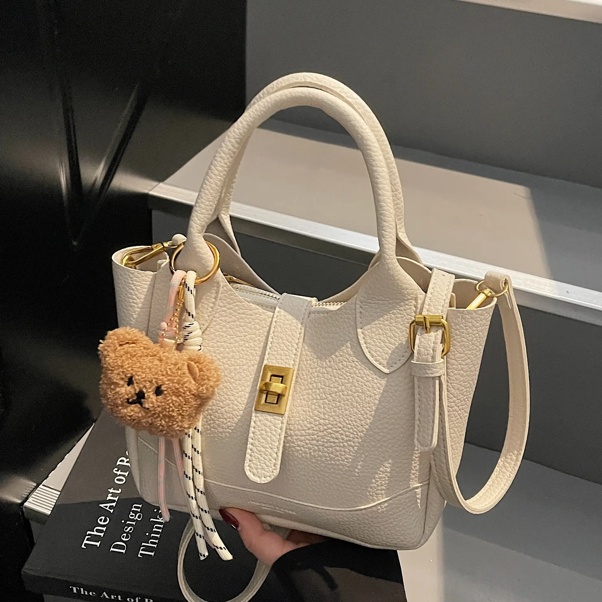 Women's Litchi Pattern Shoulder Crossbody Bag Tan 2025 — feature 48