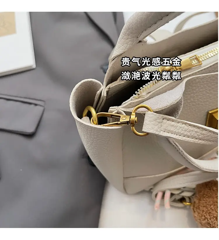 Women's Litchi Pattern Shoulder Crossbody Bag Tan 2025 — feature 5