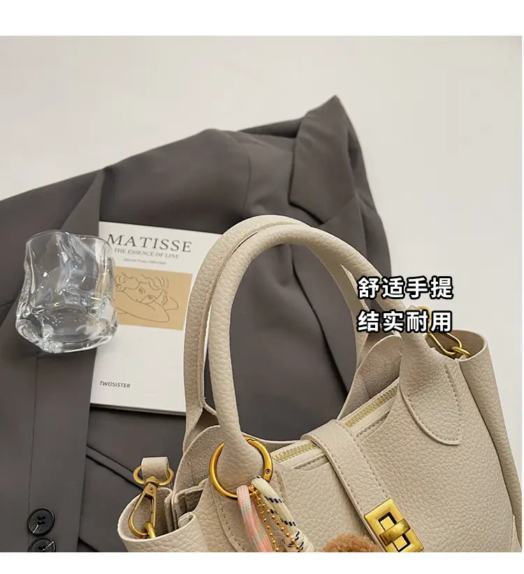 Women's Litchi Pattern Shoulder Crossbody Bag Tan 2025 — feature 7
