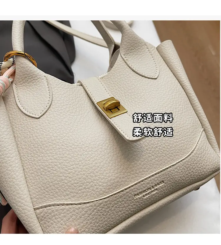 Women's Litchi Pattern Shoulder Crossbody Bag Tan 2025 — feature 8
