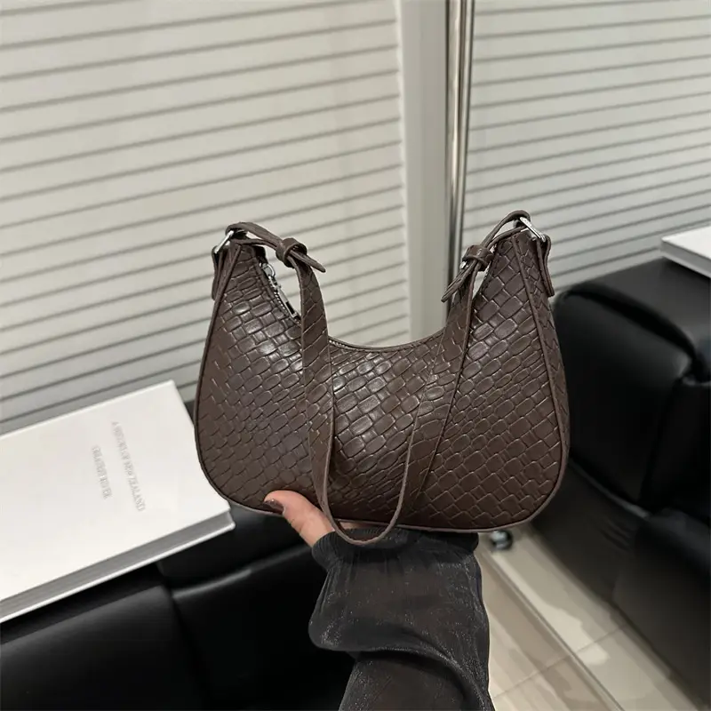 Black Chikankari Crescent Armpit Bag for Women - Image 9