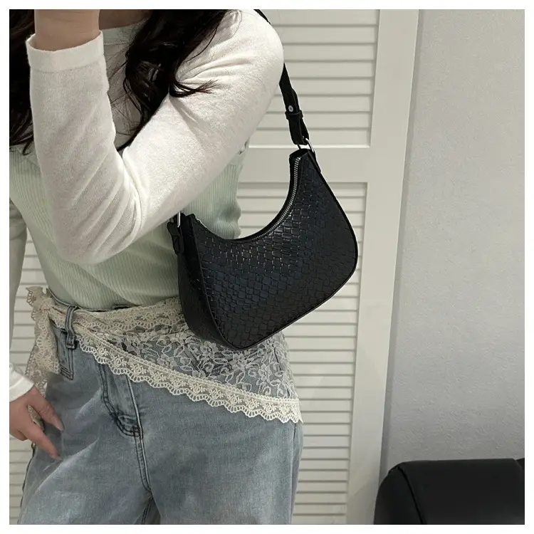 Black Chikankari Crescent Armpit Bag for Women — feature 15
