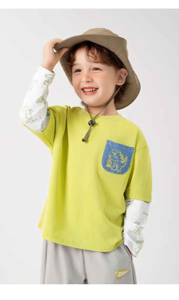 Yoou Boys Fake Two-Piece T-Shirt Long Sleeve Autumn Kidsren — feature 2