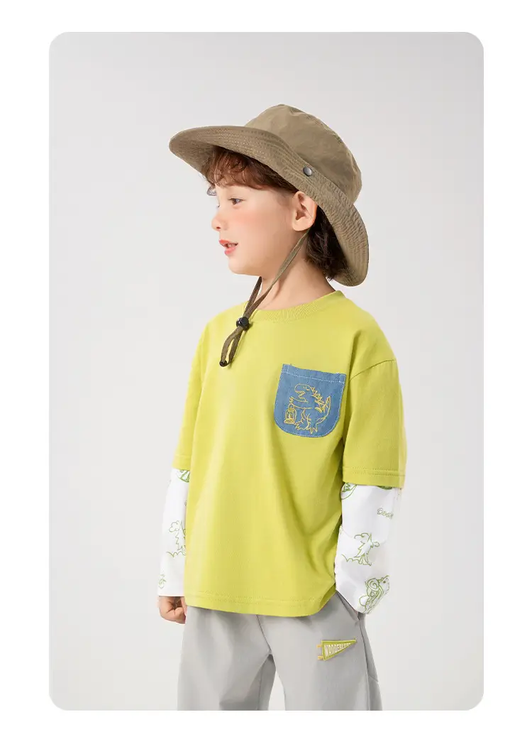Yoou Boys Fake Two-Piece T-Shirt Long Sleeve Autumn Kidsren — feature 7