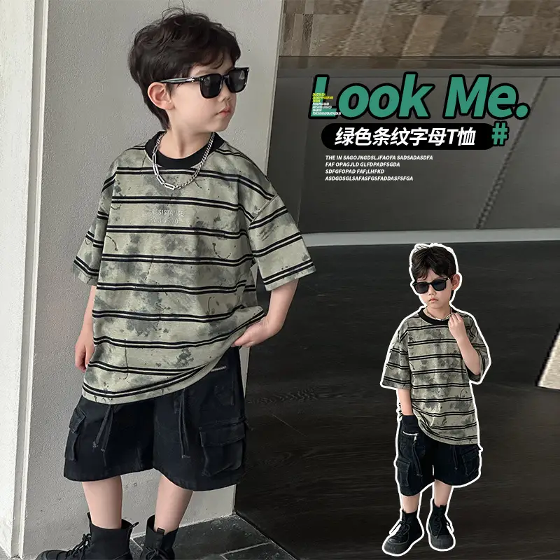 Boys Striped Cotton T-Shirt 2025 Summer Casual — feature 6