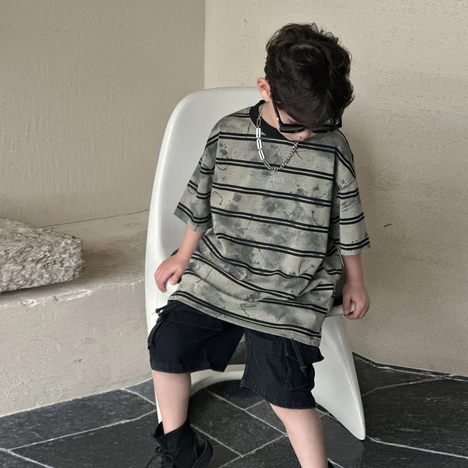 Boys Striped Cotton T-Shirt 2025 Summer Casual — feature 7