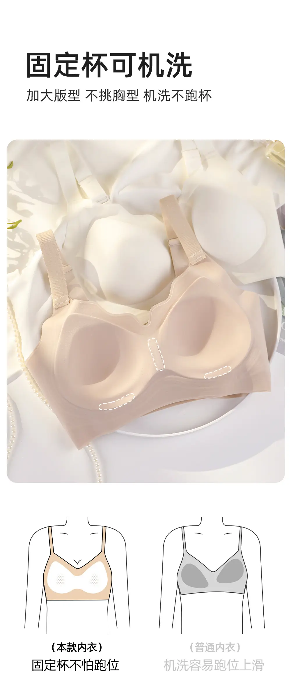 plus size 100.00kg Ultra-thin Seamless Underwear chubby girl Large Chest Small Jelly Lending Paramilia Non-rimless Bra — feature 10
