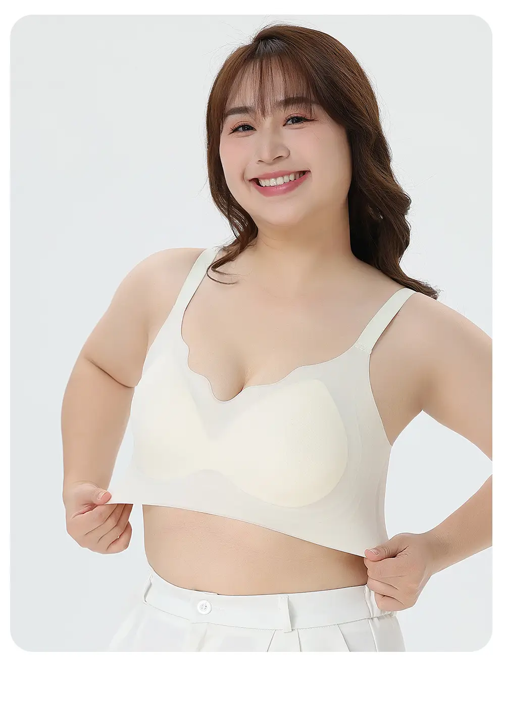 plus size 100.00kg Ultra-thin Seamless Underwear chubby girl Large Chest Small Jelly Lending Paramilia Non-rimless Bra — feature 23