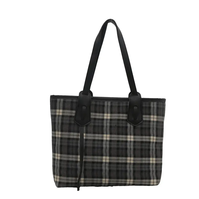 Korean Style Plaid Shoulder Tote Bag for Women