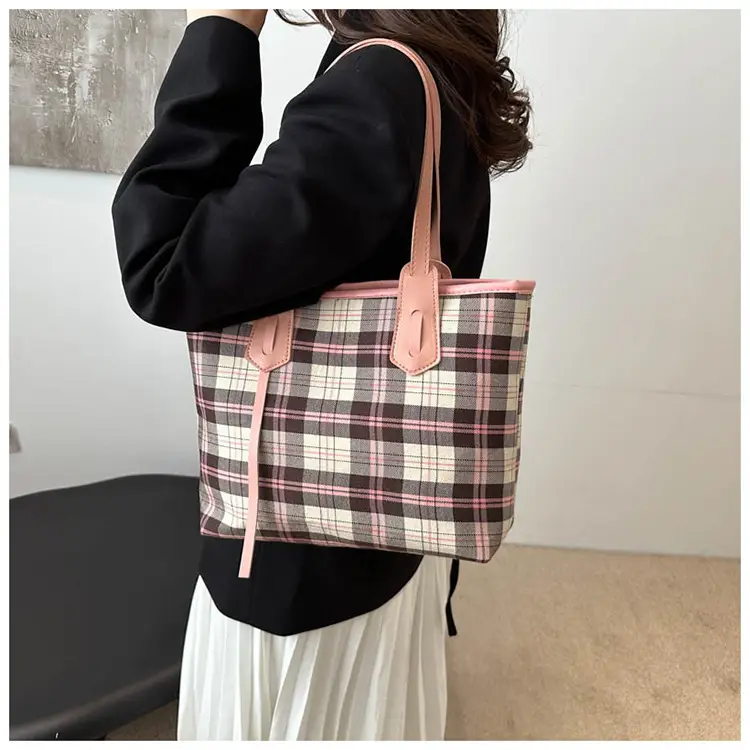 Korean Style Plaid Shoulder Tote Bag for Women — feature 11