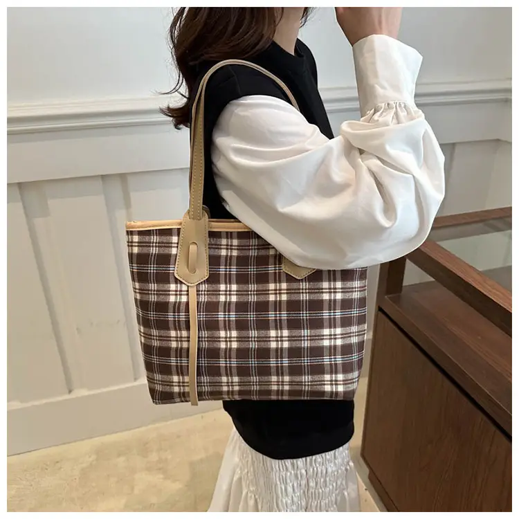 Korean Style Plaid Shoulder Tote Bag for Women — feature 12