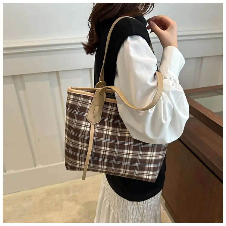 Korean Style Plaid Shoulder Tote Bag for Women — feature 13