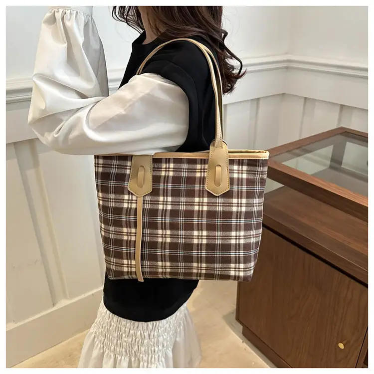 Korean Style Plaid Shoulder Tote Bag for Women — feature 14