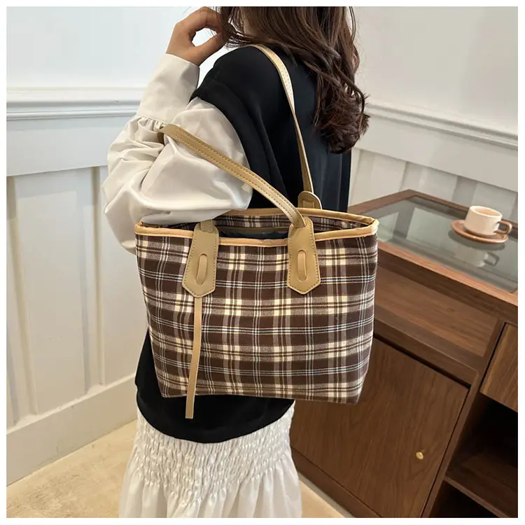 Korean Style Plaid Shoulder Tote Bag for Women — feature 15