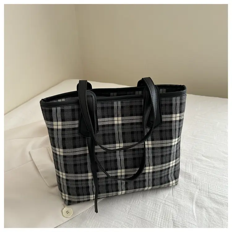 Korean Style Plaid Shoulder Tote Bag for Women — feature 20