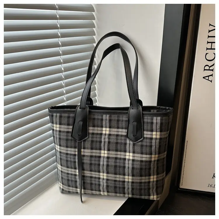 Korean Style Plaid Shoulder Tote Bag for Women — feature 21