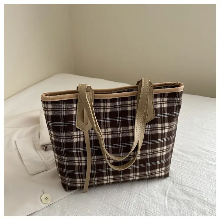 Korean Style Plaid Shoulder Tote Bag for Women — feature 22