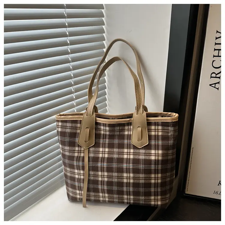 Korean Style Plaid Shoulder Tote Bag for Women — feature 23