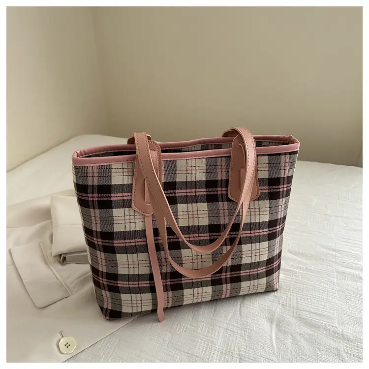 Korean Style Plaid Shoulder Tote Bag for Women — feature 24