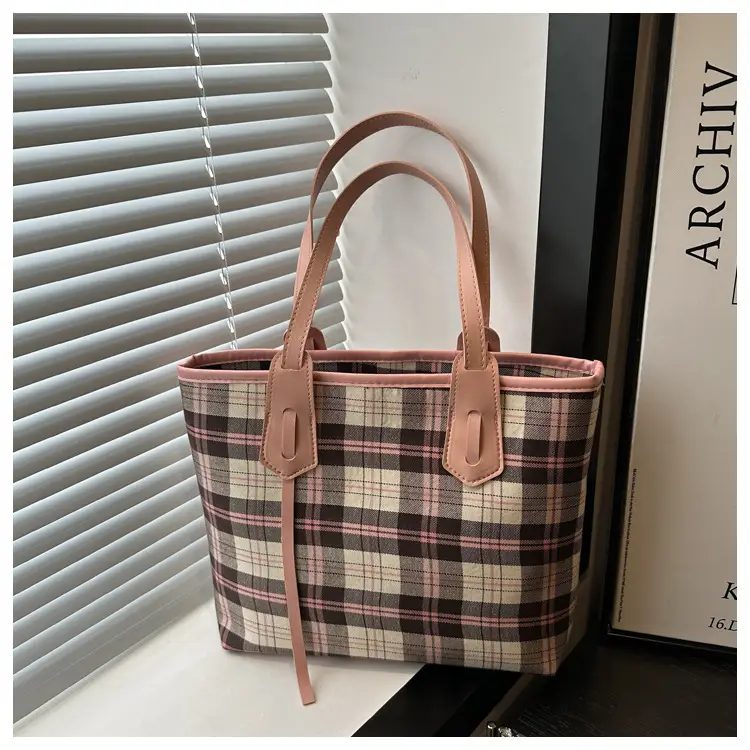 Korean Style Plaid Shoulder Tote Bag for Women — feature 25