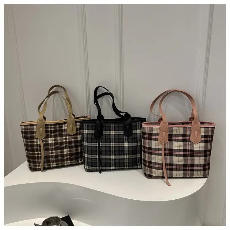 Korean Style Plaid Shoulder Tote Bag for Women — feature 26