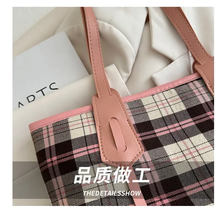 Korean Style Plaid Shoulder Tote Bag for Women — feature 3