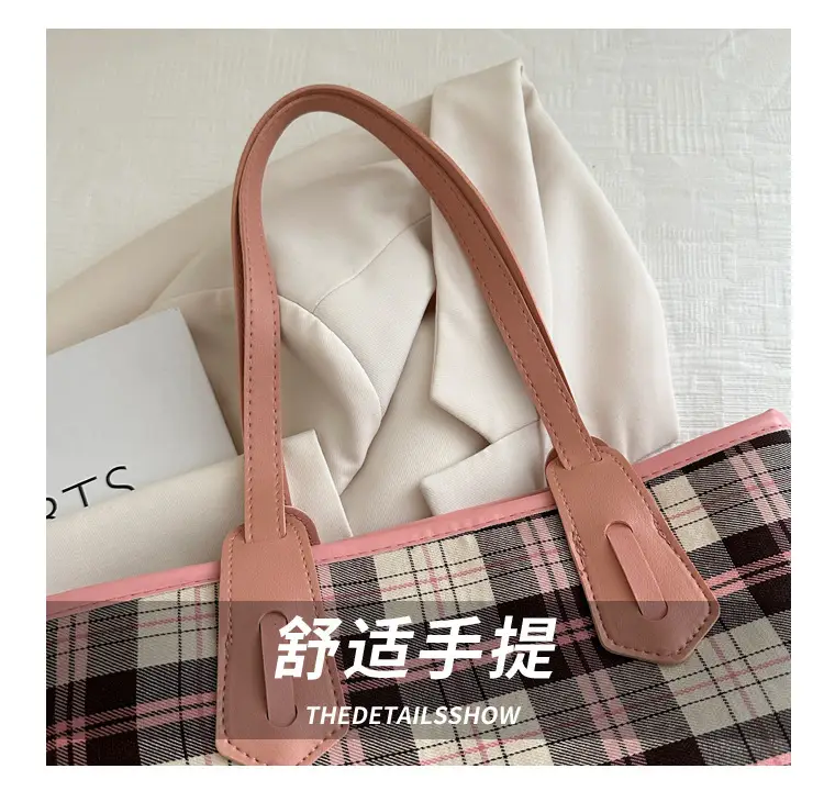 Korean Style Plaid Shoulder Tote Bag for Women — feature 4