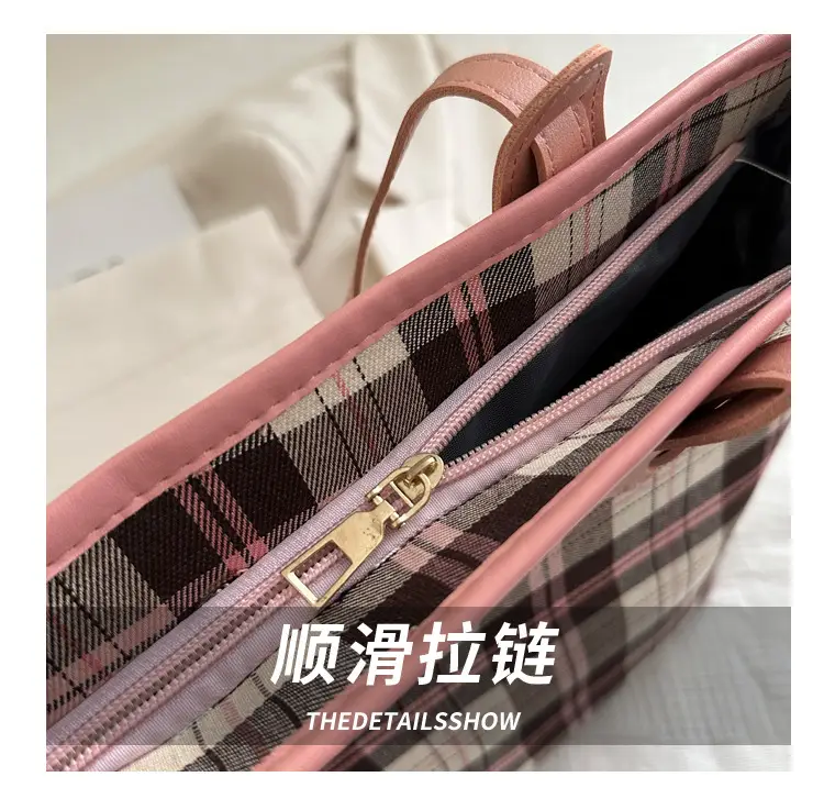 Korean Style Plaid Shoulder Tote Bag for Women — feature 5