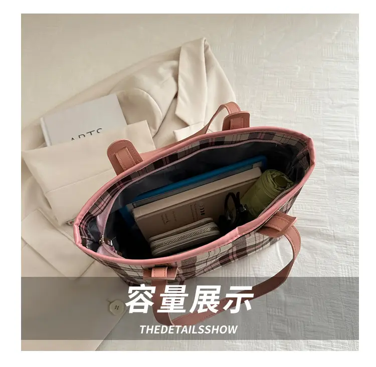 Korean Style Plaid Shoulder Tote Bag for Women — feature 6