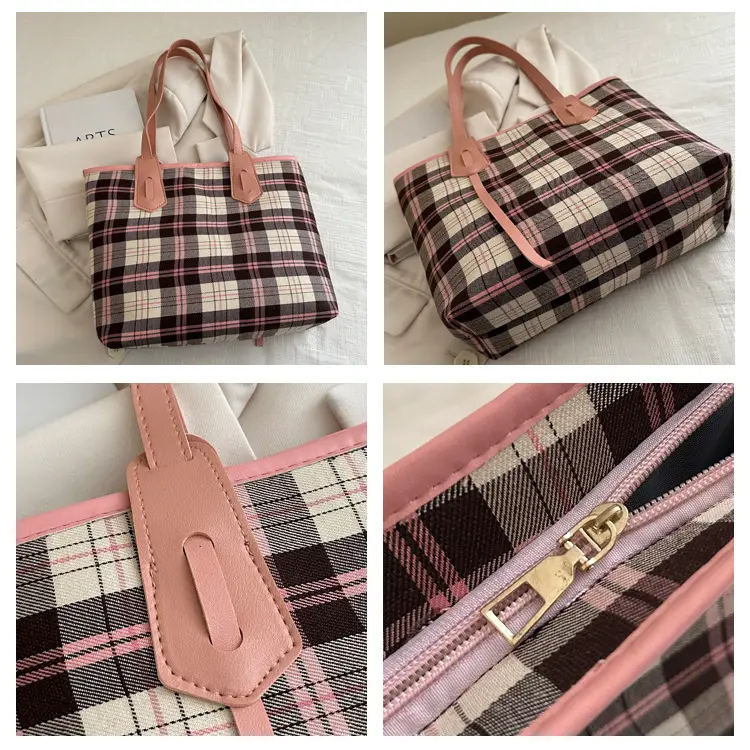 Korean Style Plaid Shoulder Tote Bag for Women — feature 7