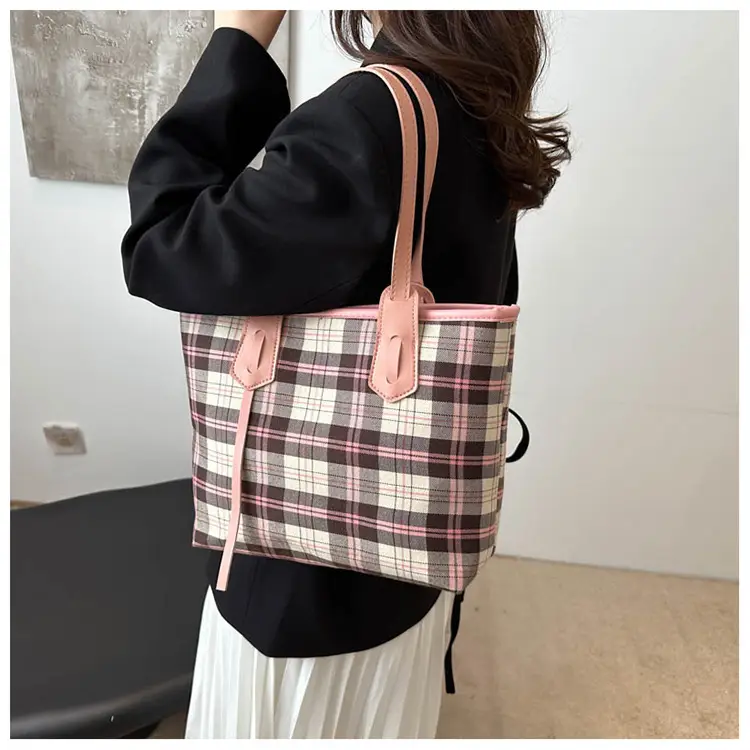Korean Style Plaid Shoulder Tote Bag for Women — feature 8