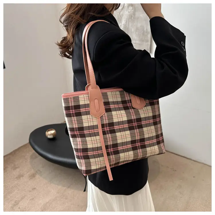 Korean Style Plaid Shoulder Tote Bag for Women — feature 9