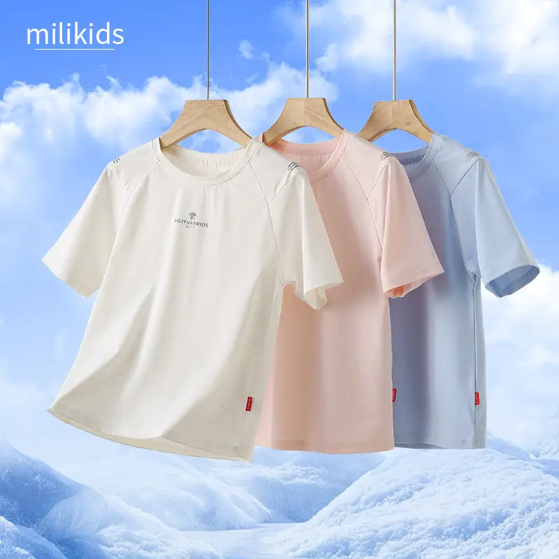 Kids Sports T-Shirt Light Blue Medium Large Summer Lightweight - Image 4