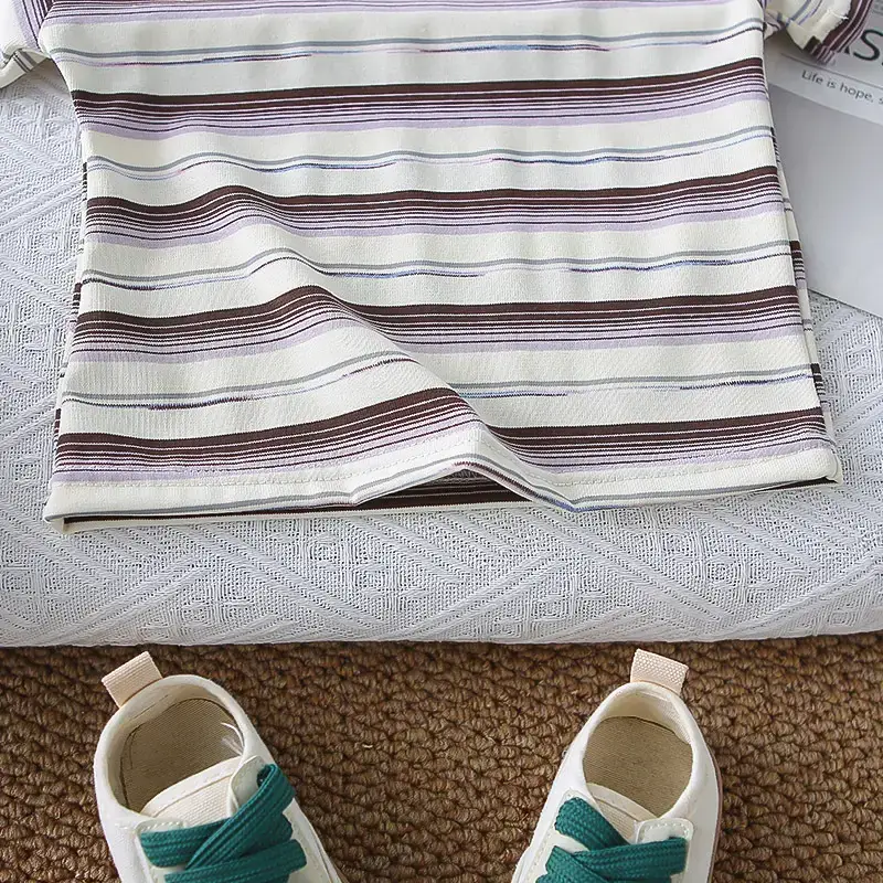 Boys Summer Suit 2025 Striped T-Shirt Suspenders Two-Piece Set 1-5Y — feature 10