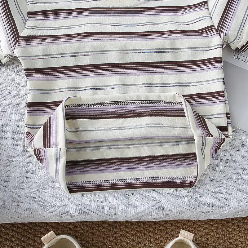 Boys Summer Suit 2025 Striped T-Shirt Suspenders Two-Piece Set 1-5Y — feature 11