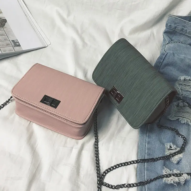 Women Crossbody Bags Pink Green Chain Strap 2019 - Image 4