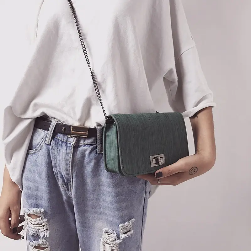 Women Crossbody Bags Pink Green Chain Strap 2019 - Image 7