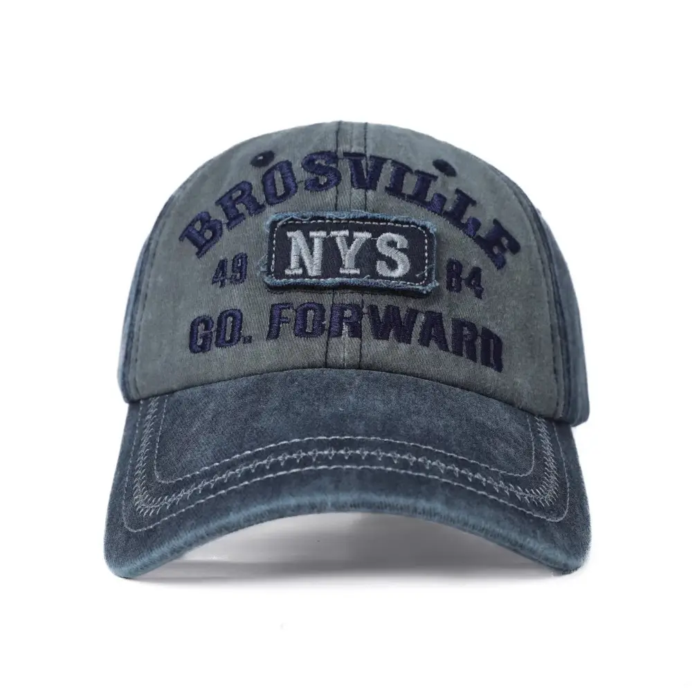 American Retro Distressed Baseball Cap with English Embroidery