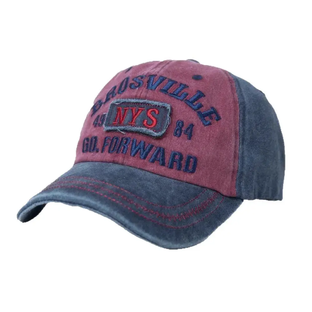 American Retro Distressed Baseball Cap with English Embroidery