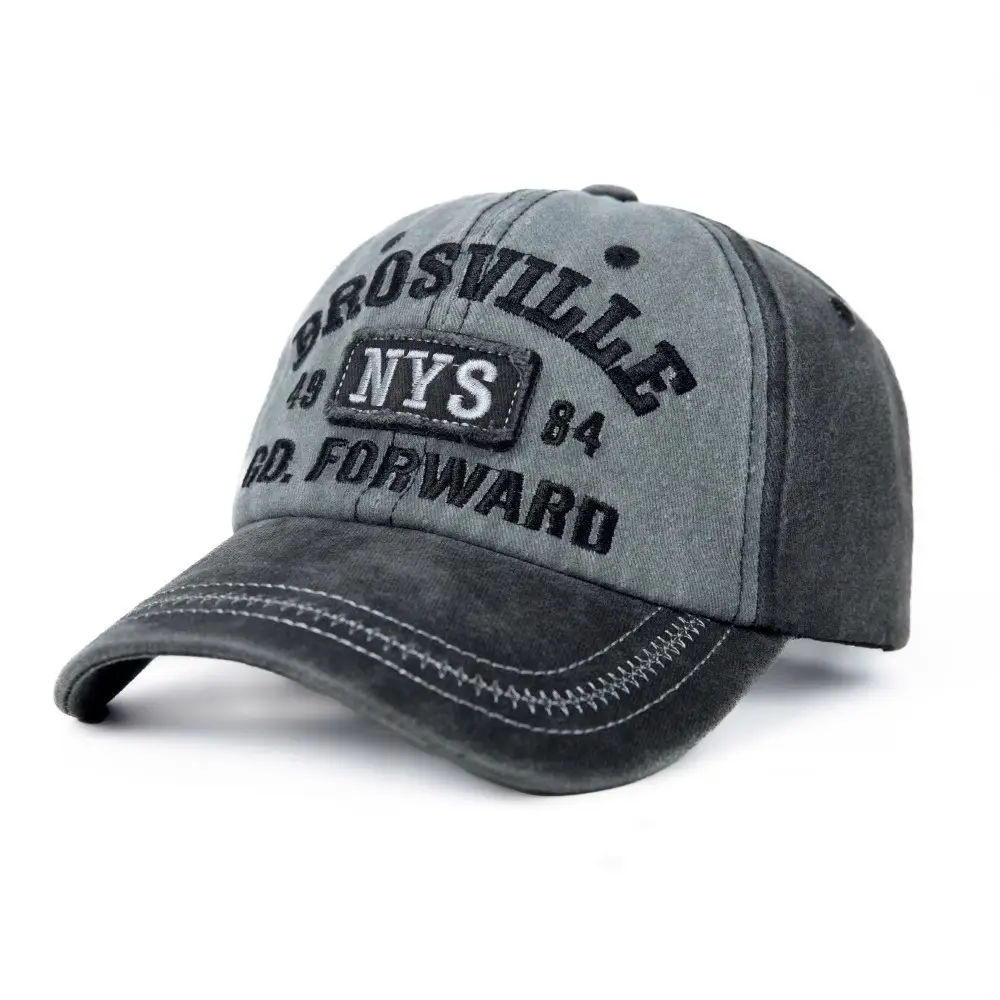 American Retro Distressed Baseball Cap with English Embroidery