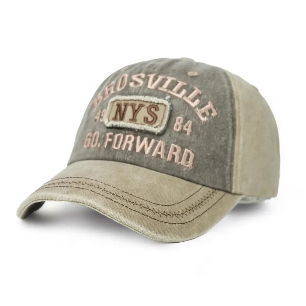 American Retro Distressed Baseball Cap with English Embroidery