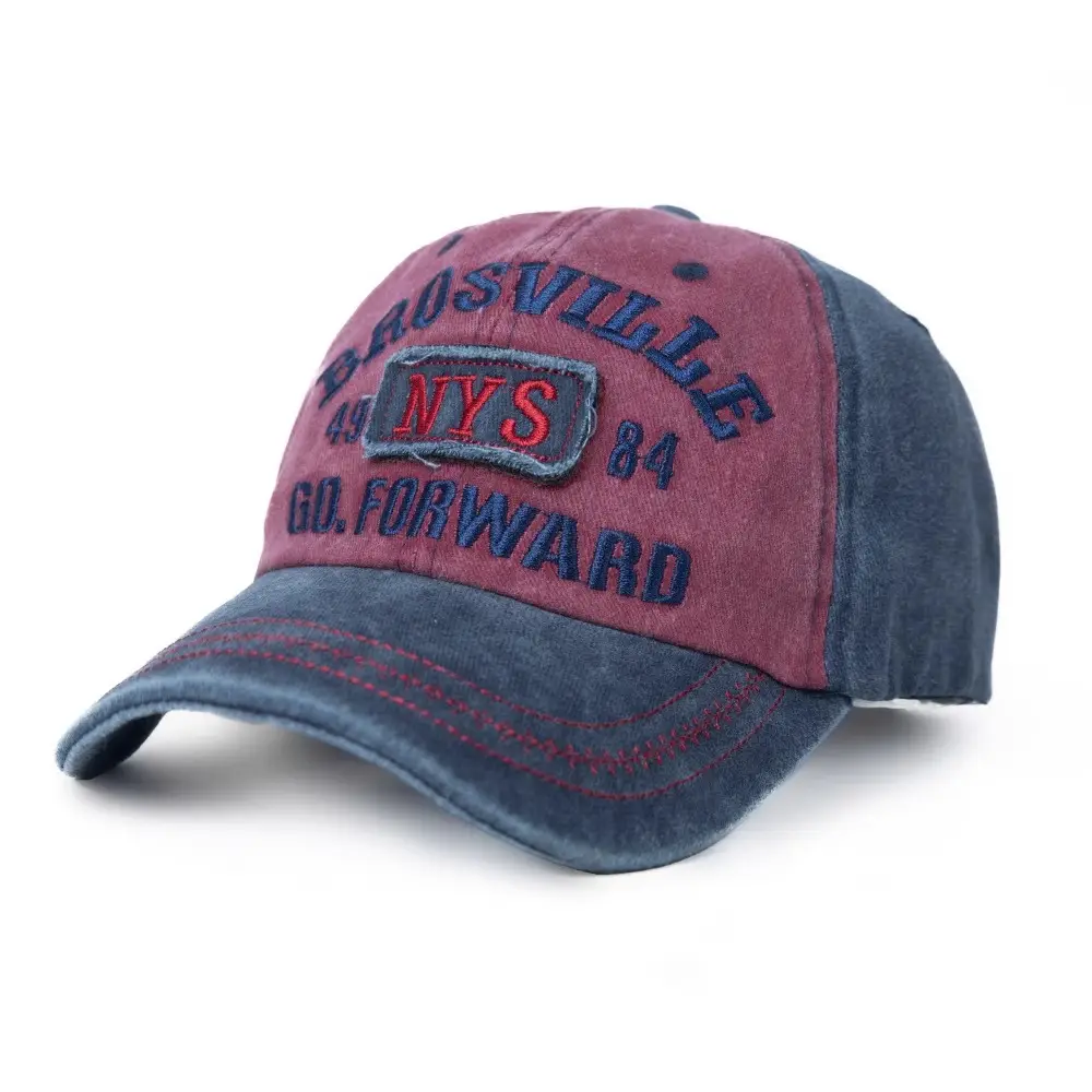 American Retro Distressed Baseball Cap with English Embroidery