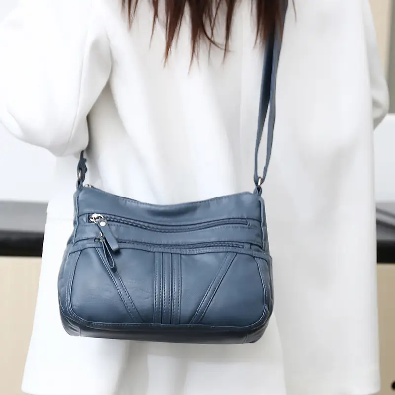 Multi-layer shoulder bag soft leather large capacity ladies fashion trend