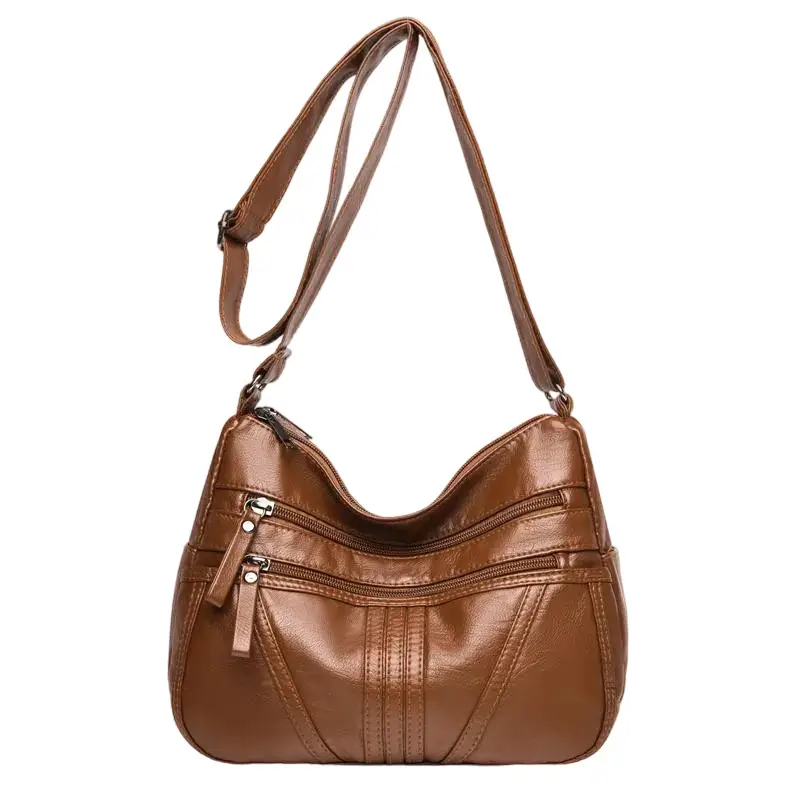 Multi-layer shoulder bag soft leather large capacity ladies fashion trend