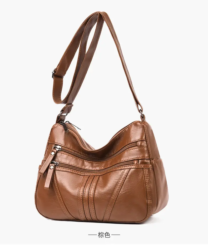 Multi-layer shoulder bag soft leather large capacity ladies fashion trend — feature 17