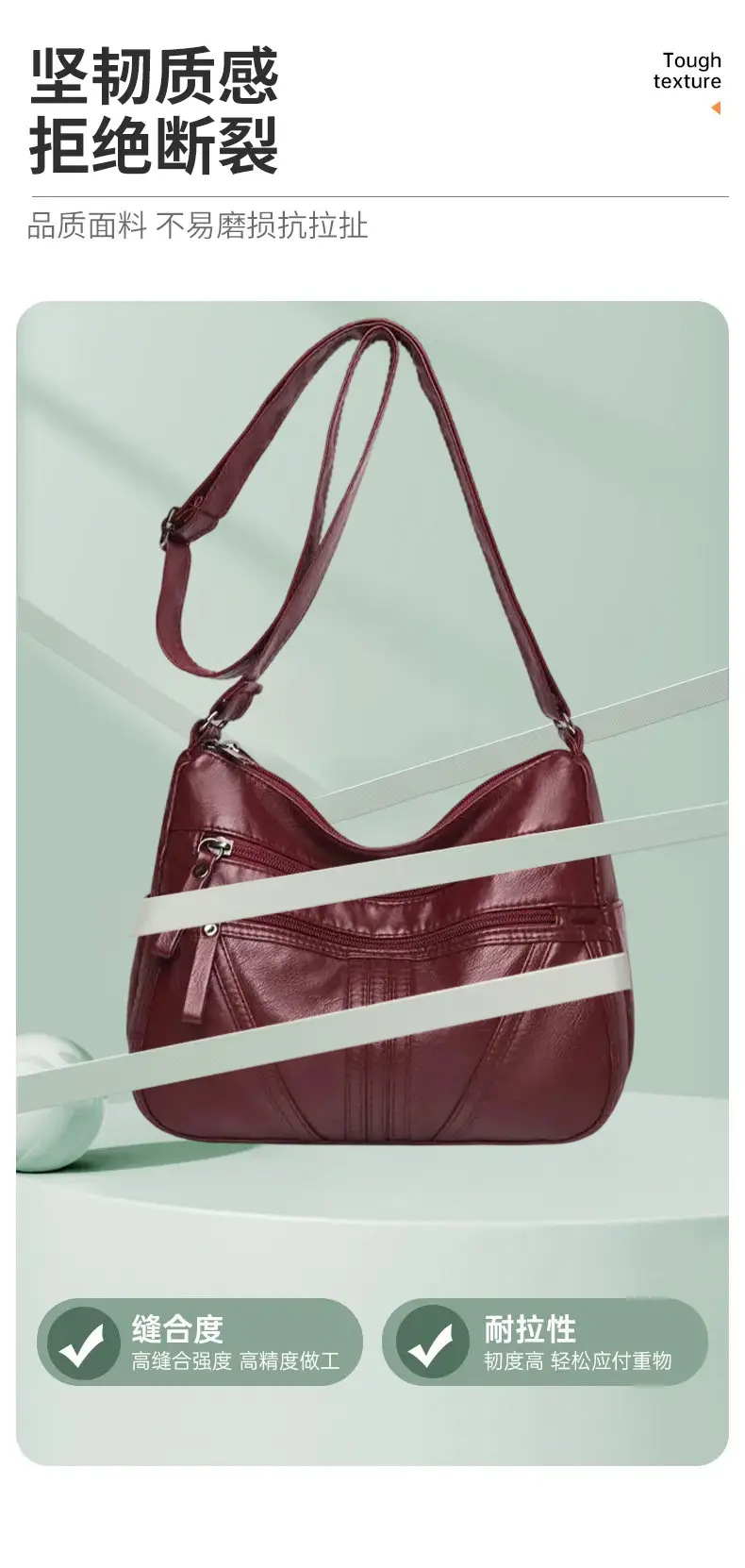 Multi-layer shoulder bag soft leather large capacity ladies fashion trend — feature 5