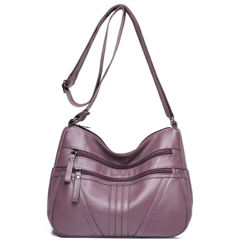 Multi-layer shoulder bag soft leather large capacity ladies fashion trend