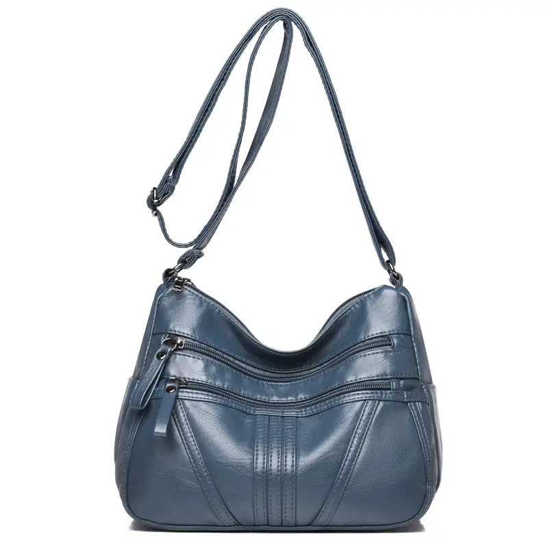 Multi-layer shoulder bag soft leather large capacity ladies fashion trend
