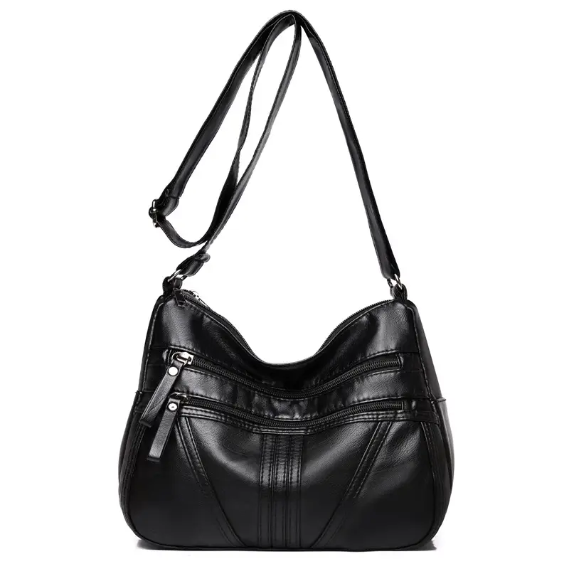 Multi-layer shoulder bag soft leather large capacity ladies fashion trend